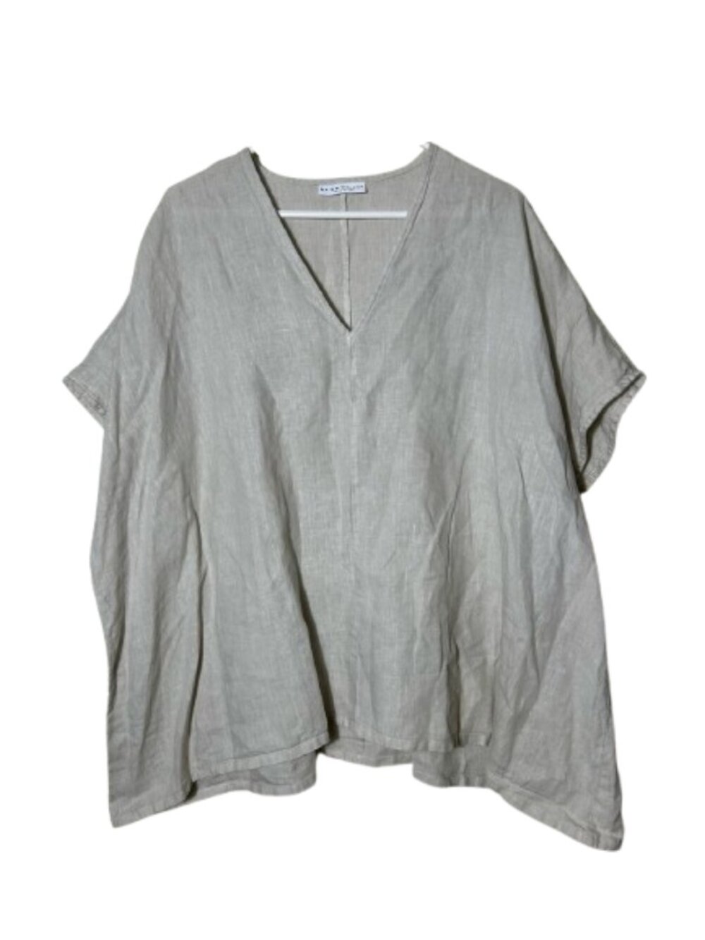 Bryn Walker beige 100% linen boxy oversized tunic top womens L lagenlook